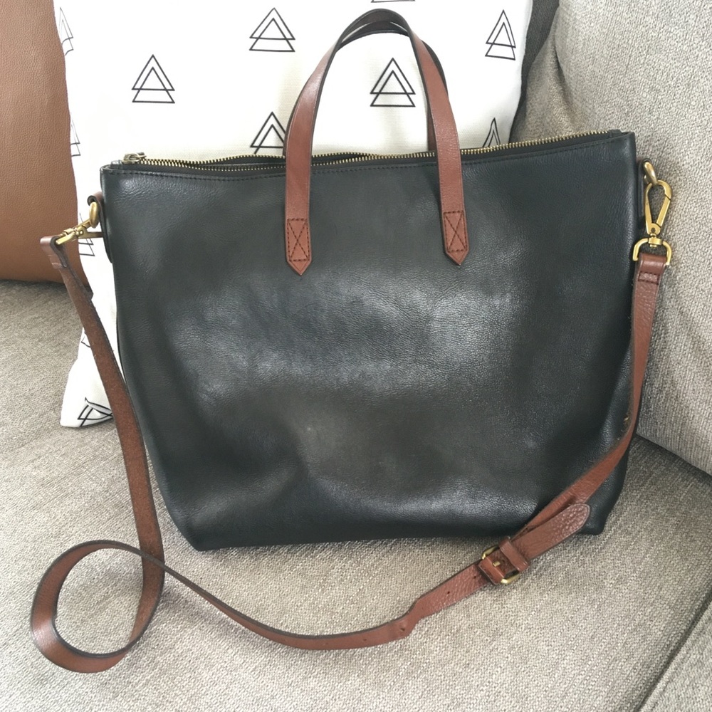 Madewell Ziptop Transport Crossbody Black/Brown